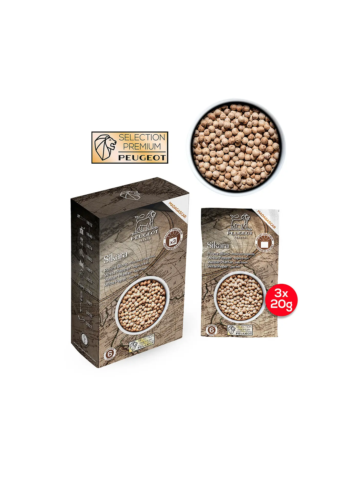 PEUGEOT | Weißer Pfeffer Sikara Madagaskar 3x20g | 